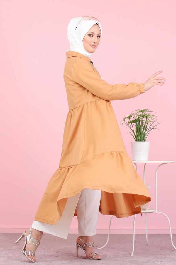 3067 FERMUARLI ELBİSE Sarı - 3067
