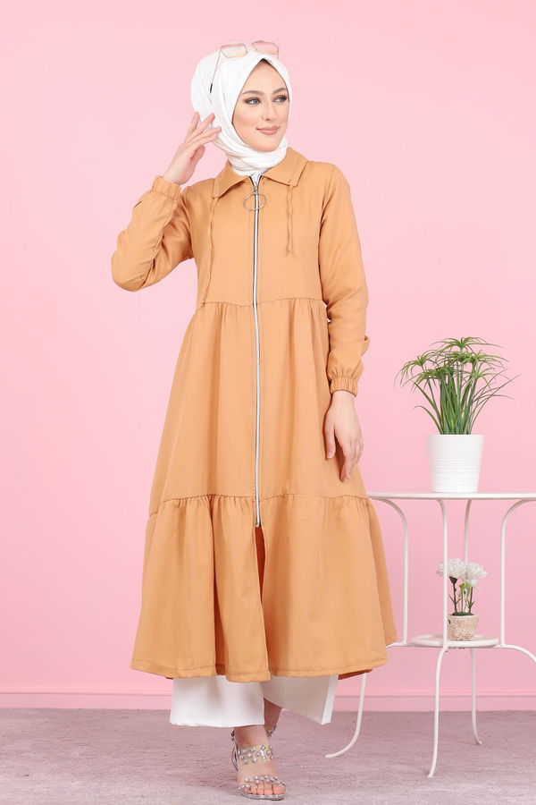 3067 FERMUARLI ELBİSE Sarı - 3067