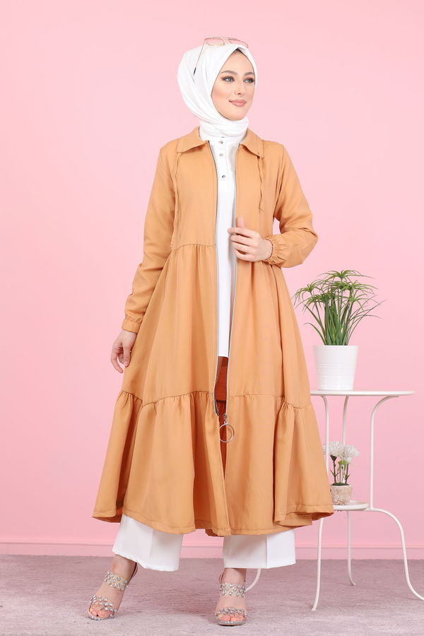 3067 FERMUARLI ELBİSE Sarı - 3067