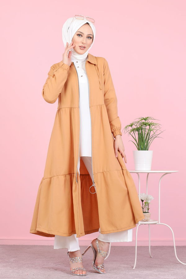 3067 FERMUARLI ELBİSE Sarı - 3067