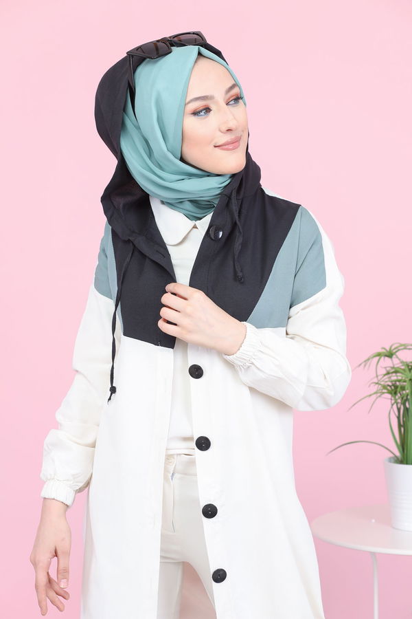 3063 KAPŞONLU TUNİK Yeşil - 3063
