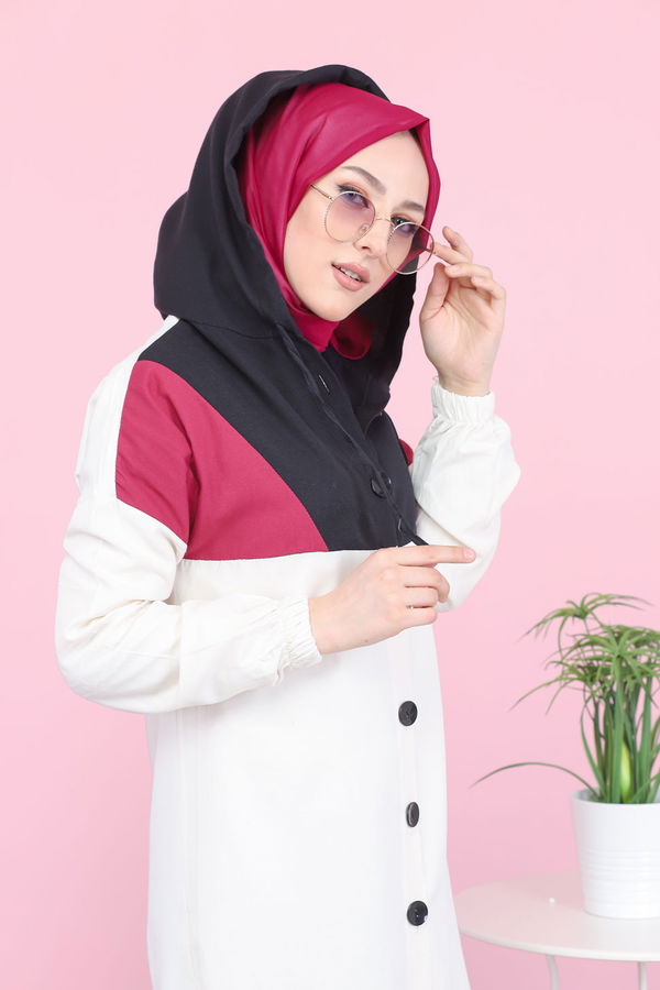 3063 KAPŞONLU TUNİK Fuşya - 3063