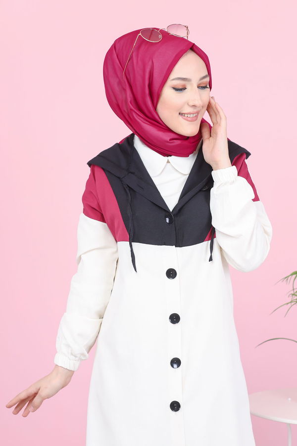 3063 KAPŞONLU TUNİK Fuşya - 3063