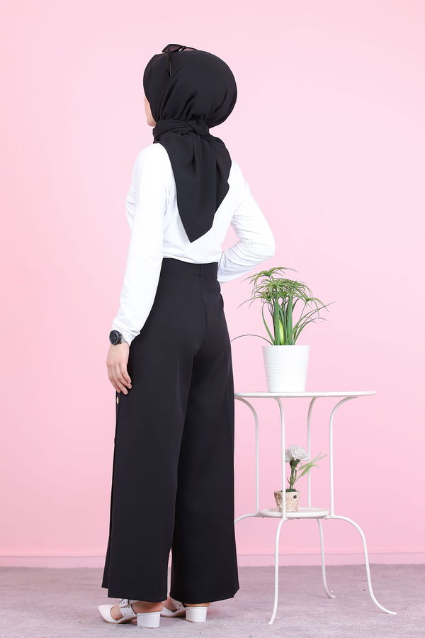 8502 DUGME DETAY PANTOLON Siyah - 8502 SİYAH
