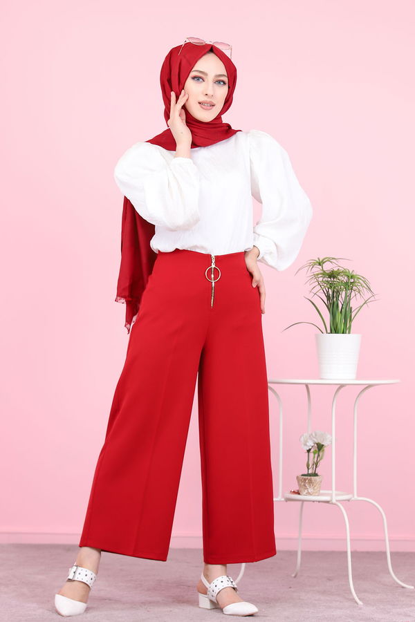 8500 ÖN FERMUARLI PANTOLON Bordo - 8500