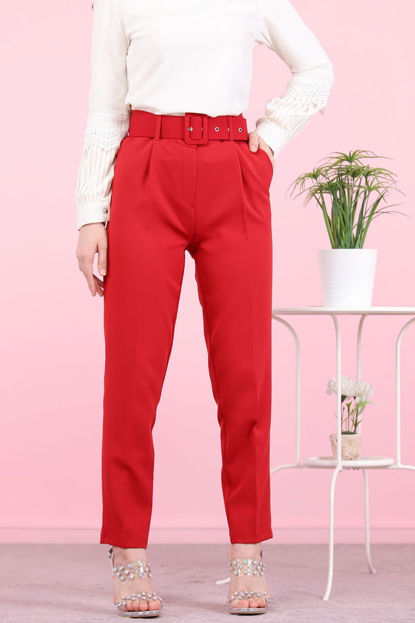 8503 KEMERLI PANTOLON Bordo - 8503