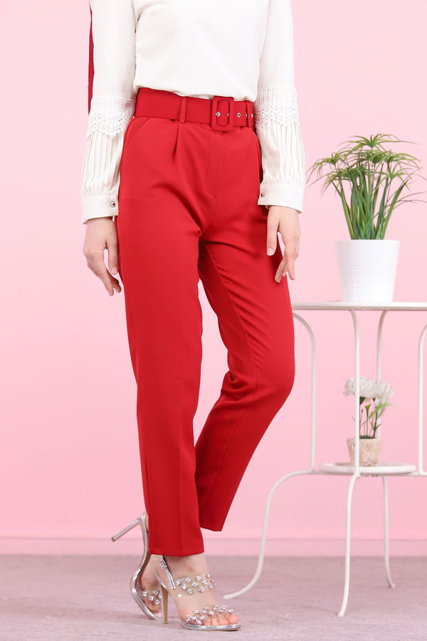 8503 KEMERLI PANTOLON Bordo - 8503
