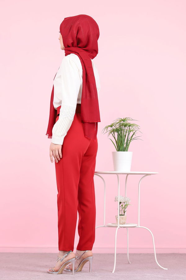 8503 KEMERLI PANTOLON Bordo - 8503