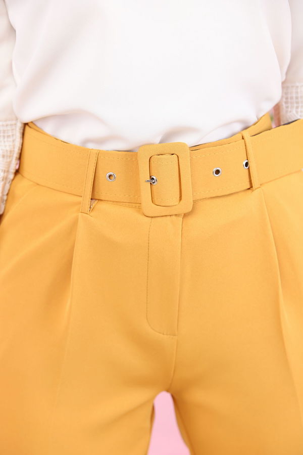 8503 KEMERLI PANTOLON Sarı - 8503
