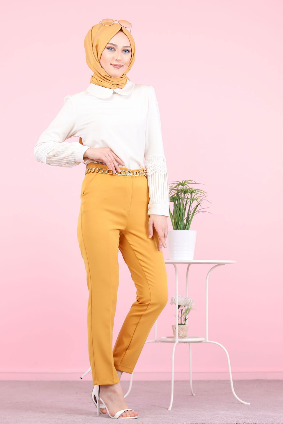 8504 KLASIK PANTOLON Sarı - 8504 Sarı