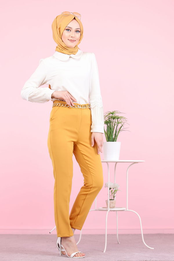 8504 KLASIK PANTOLON Sarı - 8504 Sarı