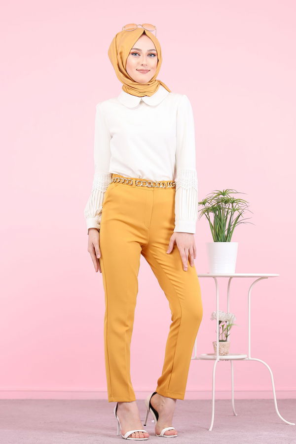 8504 KLASIK PANTOLON Sarı - 8504 Sarı