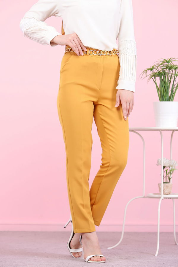 8504 KLASIK PANTOLON Sarı - 8504 Sarı