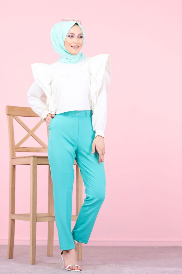 8504 KLASIK PANTOLON Yeşil - 8504