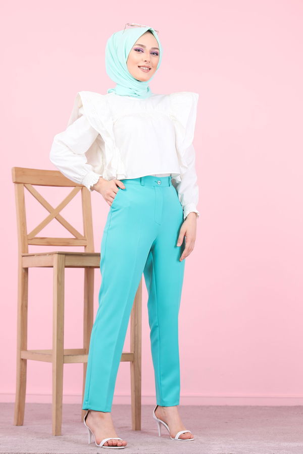 8504 KLASIK PANTOLON Yeşil - 8504