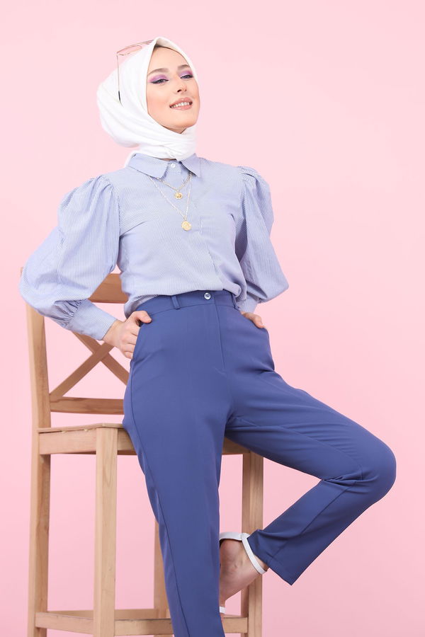 8504 KLASIK PANTOLON Mavi - 8504 MAVİ