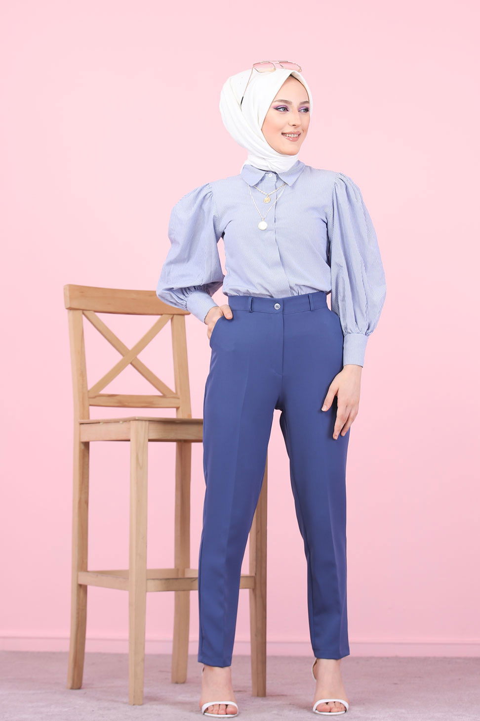 8504 KLASIK PANTOLON Mavi - 8504 MAVİ