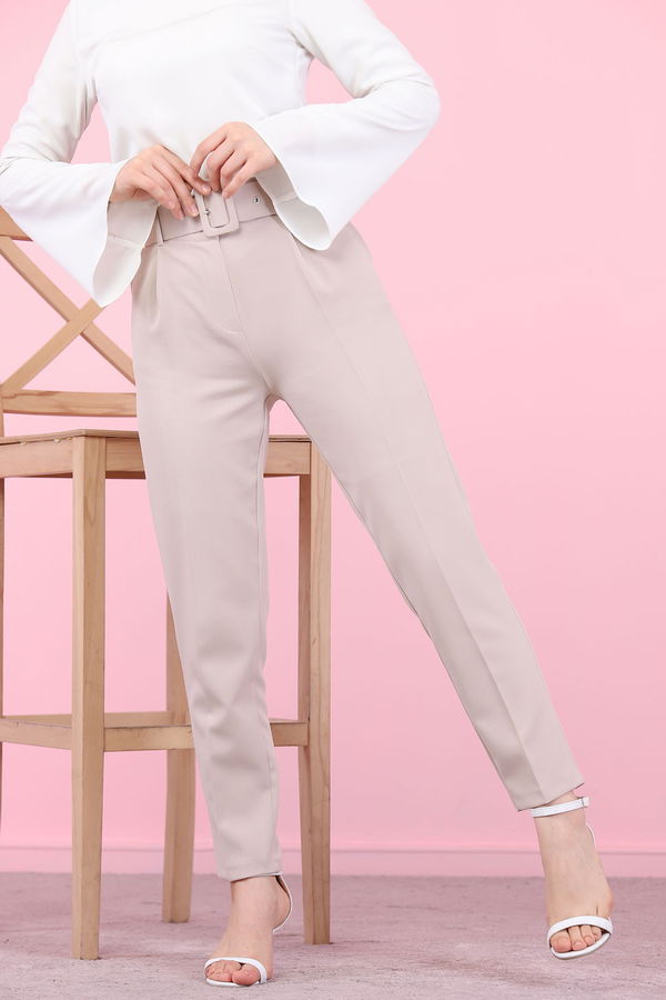 8503 KEMERLI PANTOLON Bej - 8503