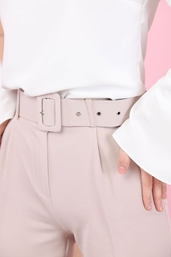 8503 KEMERLI PANTOLON Bej - 8503