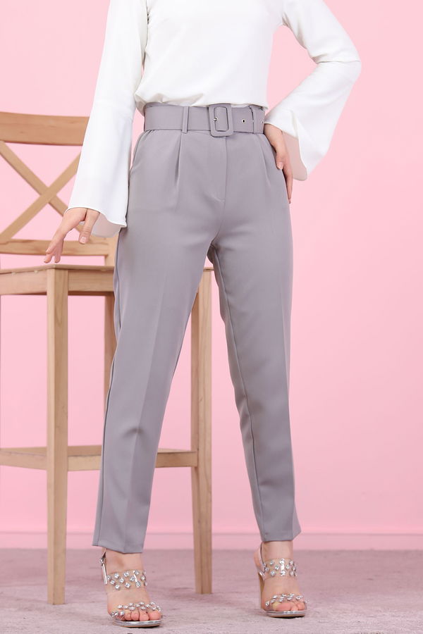 8503 KEMERLI PANTOLON Gri - 8503