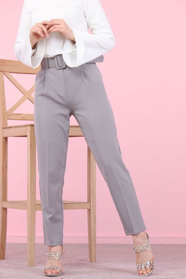 8503 KEMERLI PANTOLON Gri - 8503
