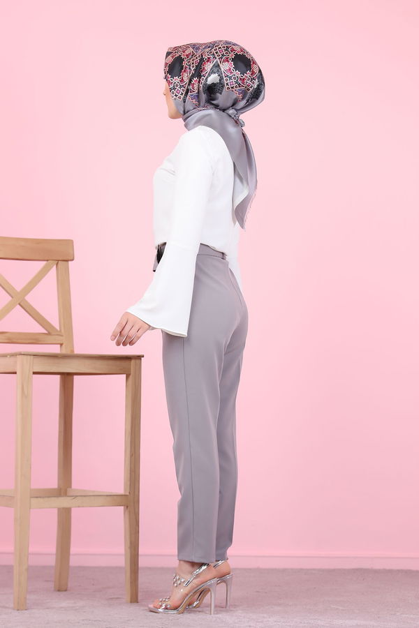 8503 KEMERLI PANTOLON Gri - 8503