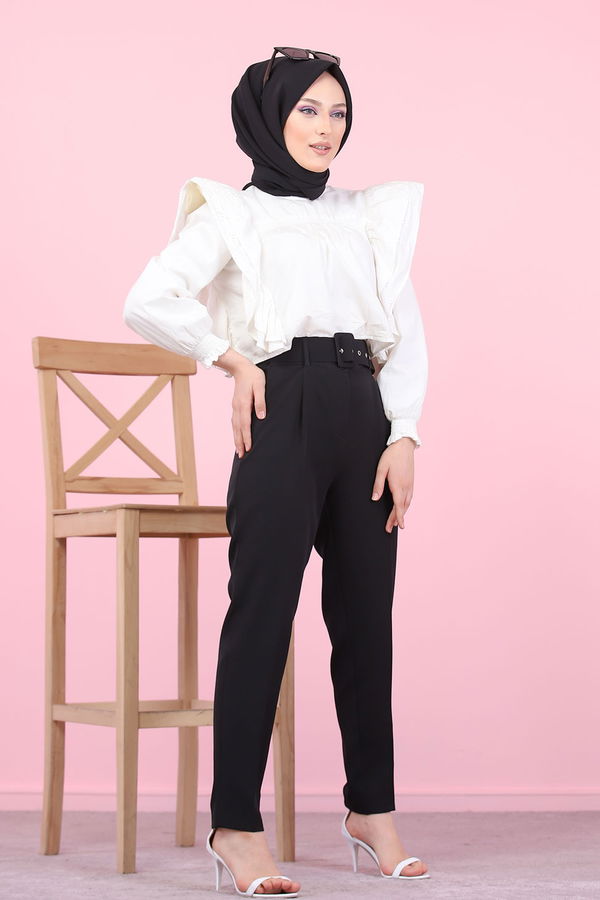8503 KEMERLI PANTOLON Siyah - 8503