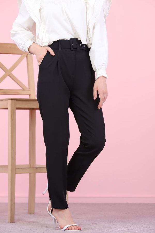 8503 KEMERLI PANTOLON Siyah - 8503