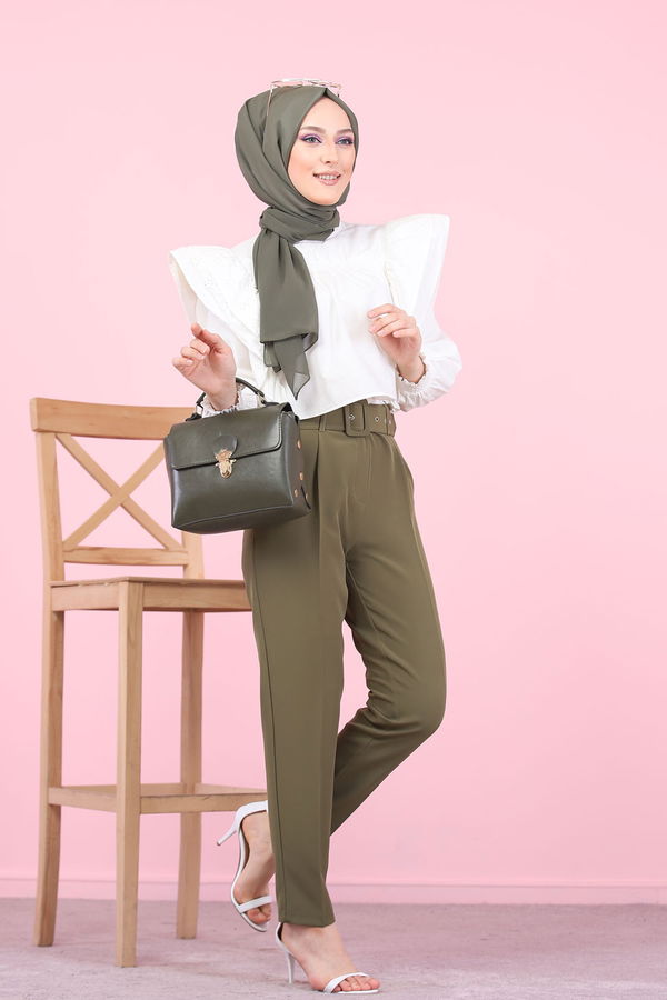 8503 KEMERLI PANTOLON Haki - 8503 HAKİ