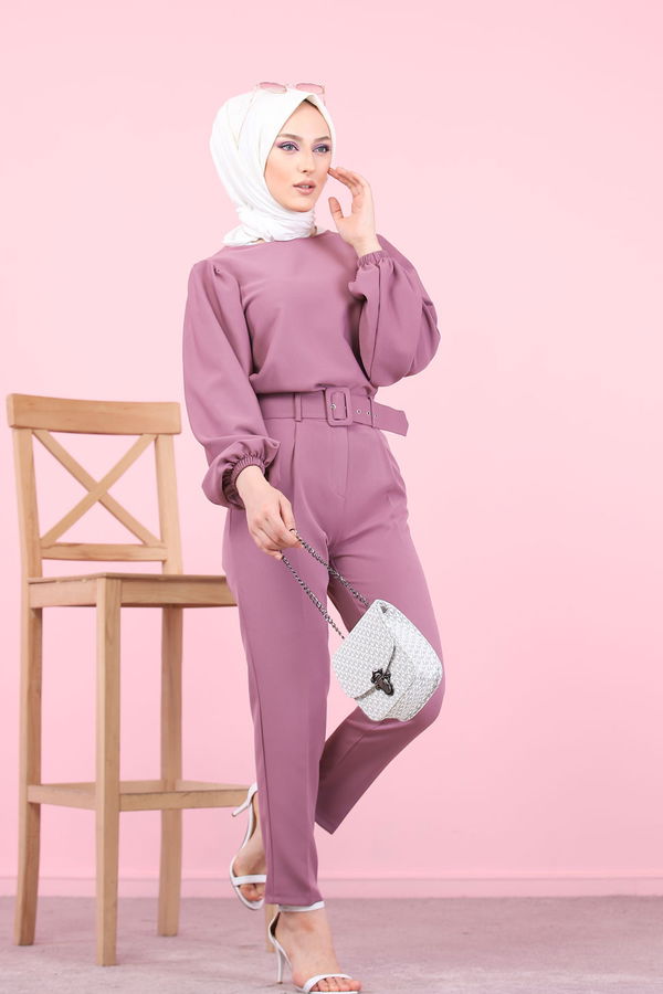 8503 KEMERLI PANTOLON Mürdüm - 8503