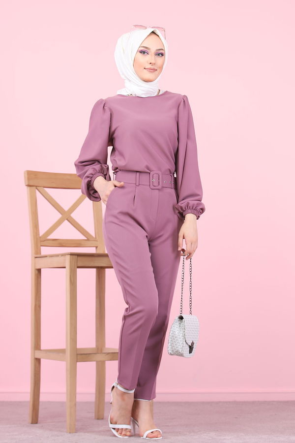8503 KEMERLI PANTOLON Mürdüm - 8503