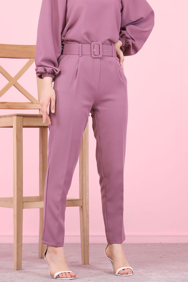8503 KEMERLI PANTOLON Mürdüm - 8503