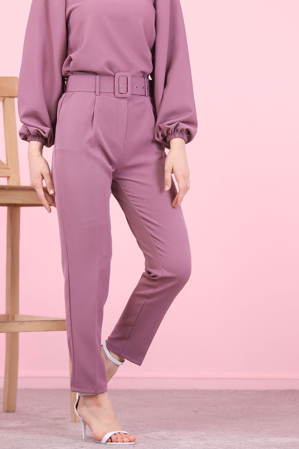8503 KEMERLI PANTOLON Mürdüm - 8503