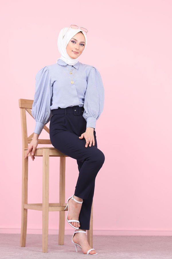 8503 KEMERLI PANTOLON Lacivert - 8503