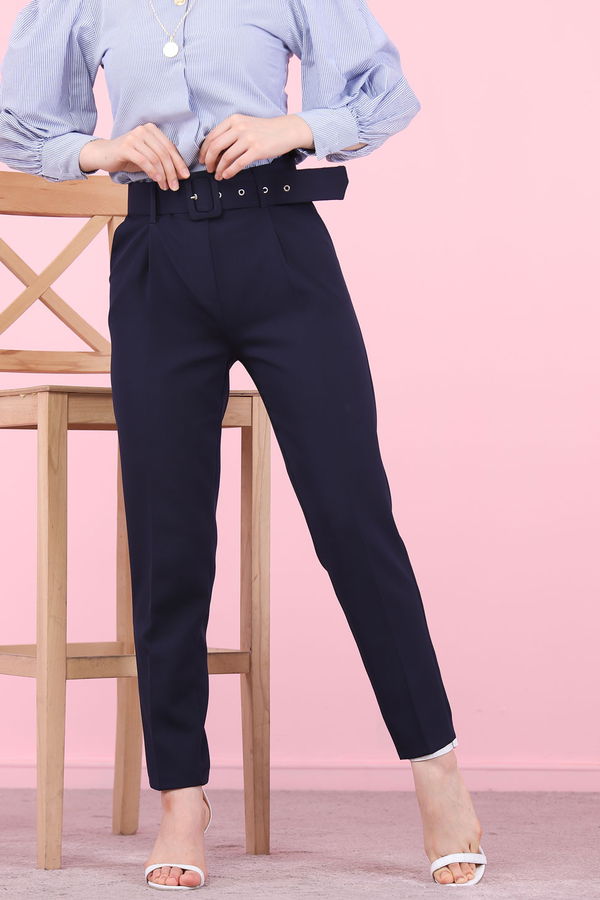 8503 KEMERLI PANTOLON Lacivert - 8503