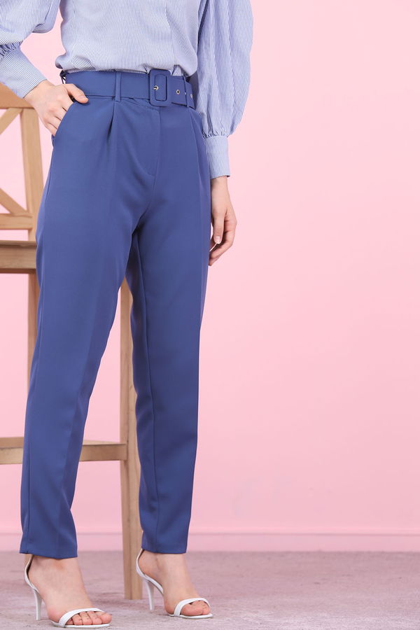 8503 KEMERLI PANTOLON Mavi - 8503