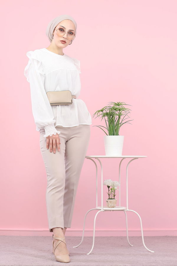 8504 KLASIK PANTOLON Bej - 8504 BEJ