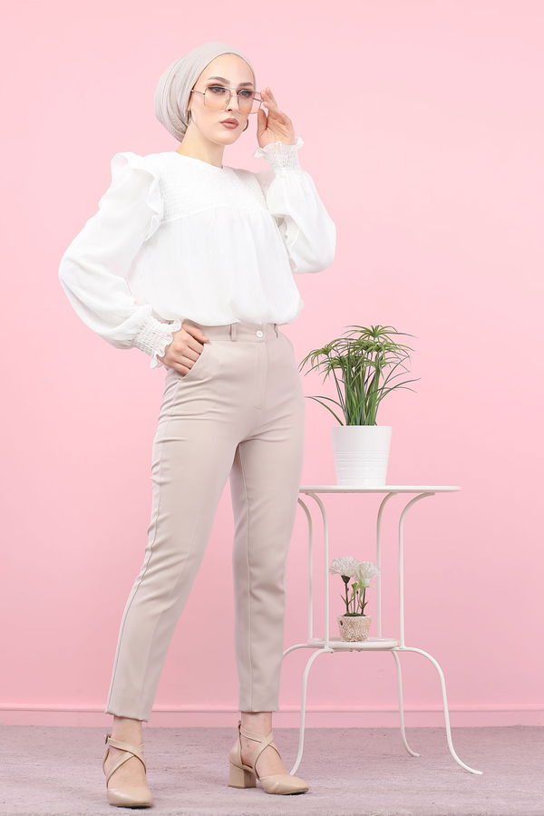 8504 KLASIK PANTOLON Bej - 8504 BEJ