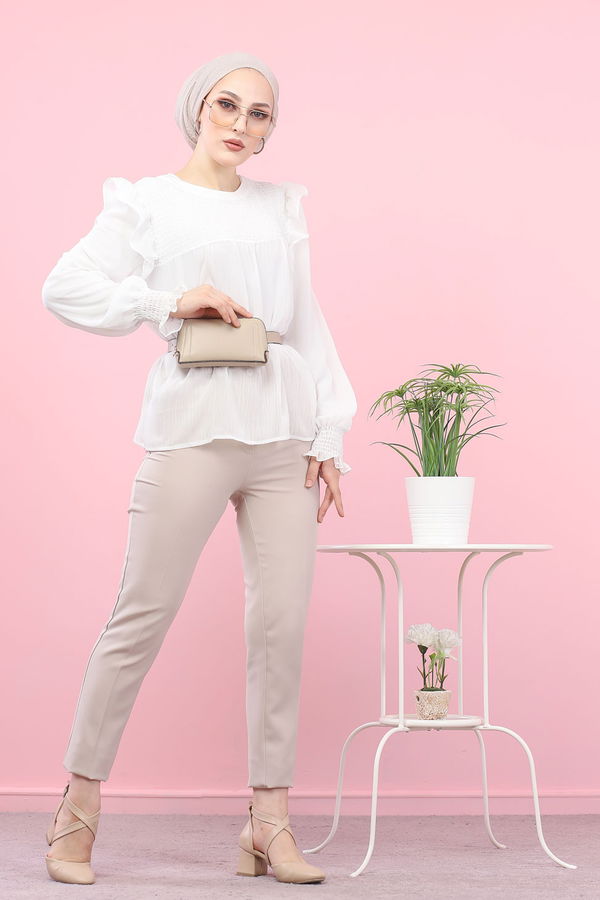 8504 KLASIK PANTOLON Bej - 8504 BEJ