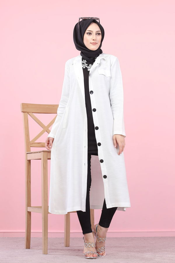 8540 TRENÇ Beyaz - 8540 BEYAZ