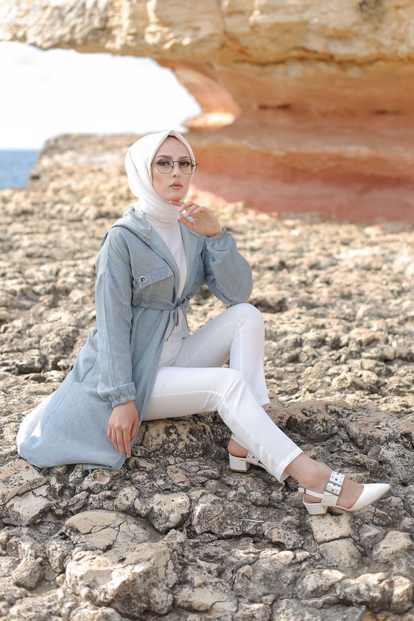 3072 KUŞ GOZLU TRENÇ Mavi - 3072