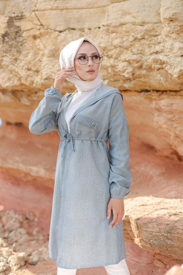 3072 KUŞ GOZLU TRENÇ Mavi - 3072