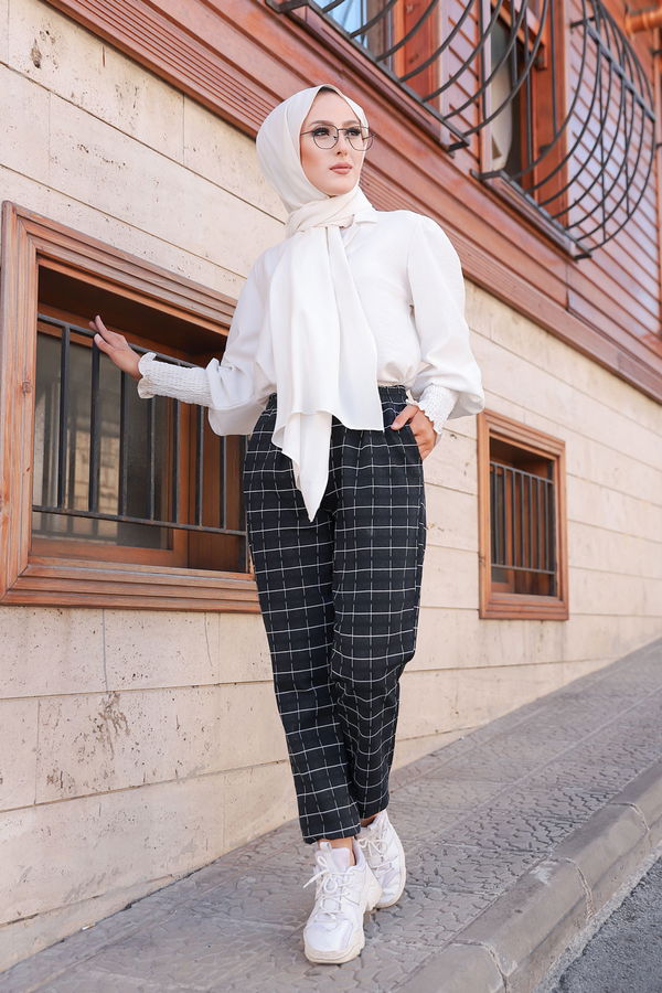 4144 KARELI PANTOLON Siyah - 4144 SİYAH
