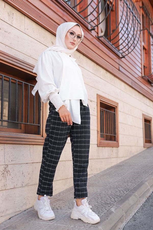 4144 KARELI PANTOLON Siyah - 4144 SİYAH