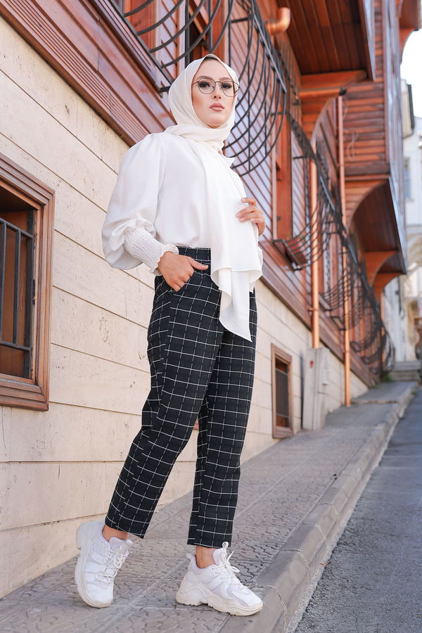 4144 KARELI PANTOLON Siyah - 4144 SİYAH
