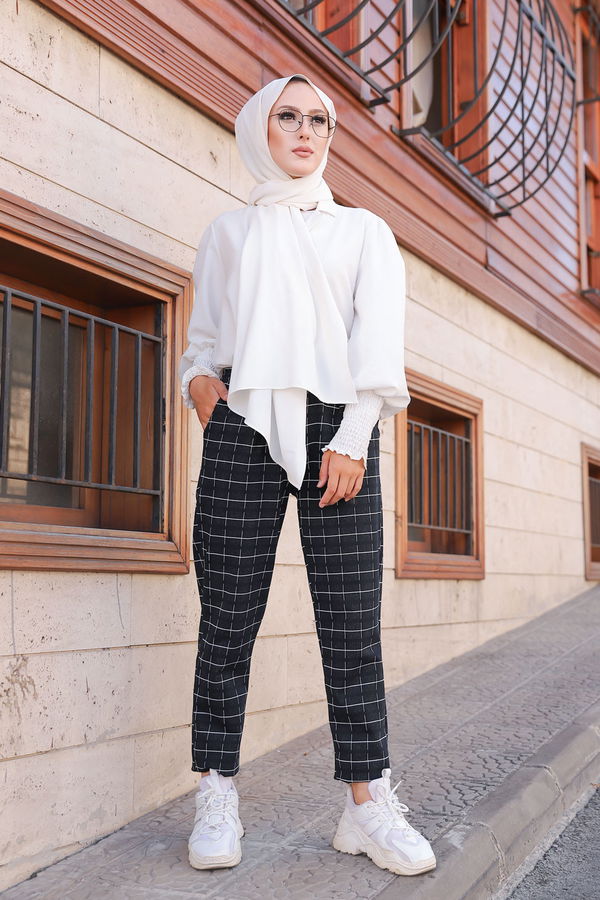 4144 KARELI PANTOLON Siyah - 4144 SİYAH