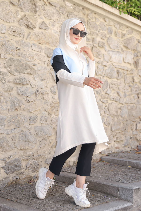 3082 KAPSONLU TUNİK Mavi - 3082