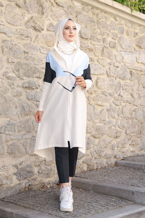 3082 KAPSONLU TUNİK Mavi - 3082
