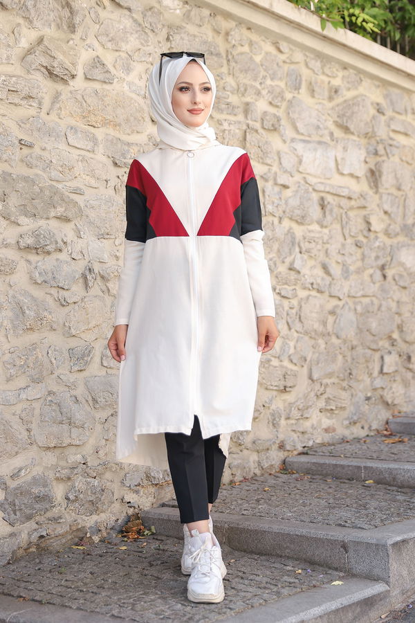 3082 KAPSONLU TUNİK Bordo - 3082 BORDO