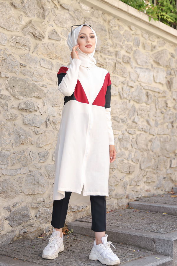 3082 KAPSONLU TUNİK Bordo - 3082 BORDO